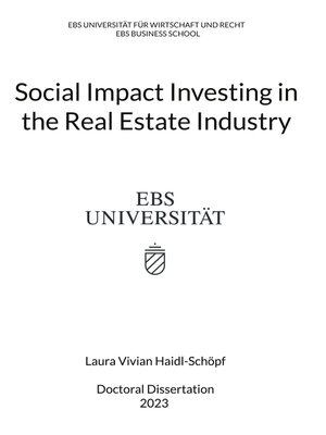 cover image of Social Impact Investing in the Real Estate Industry